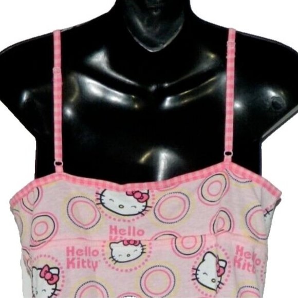 Sanrio Hello Kitty Cotton Babydoll Nightie Pink White Adjustable Size L kawaii - Picture 6 of 12